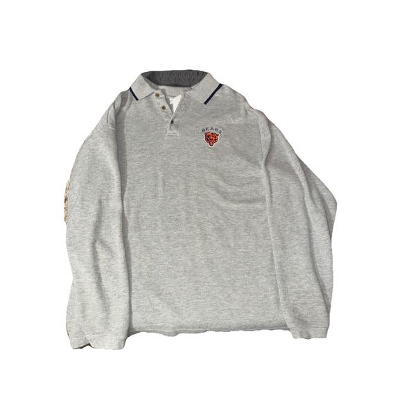 Lee Sport Chicago Bears Sweater Men XLarge Embr Gray Pullover 1/4 Button Vintage - Picture 1 of 6